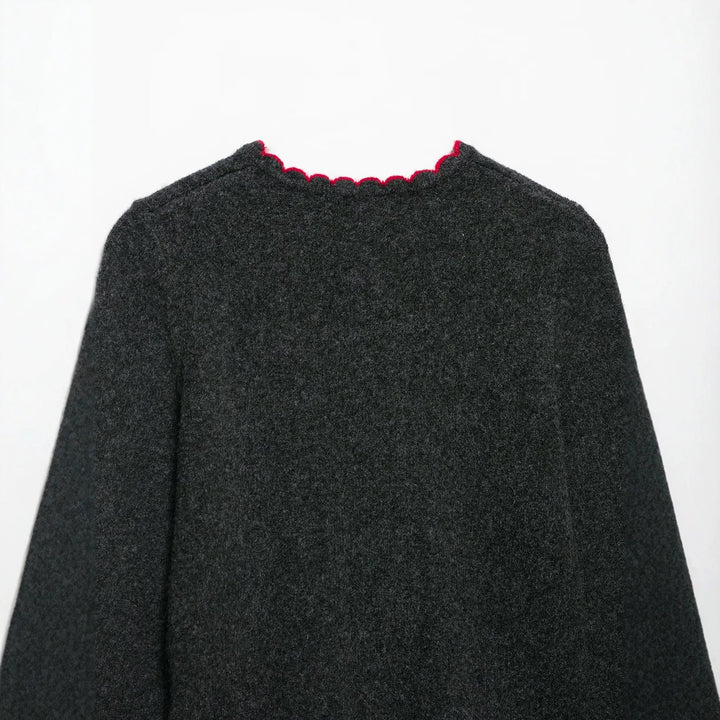 Ladies fine knit cardigan with shell edge and mother-of-pearl buttons Amarae