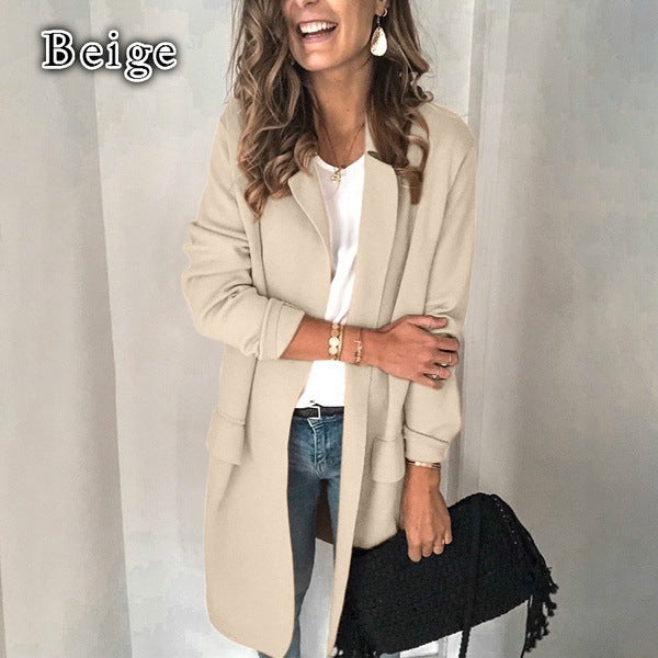 Elegant long women's coat with pockets Amarae