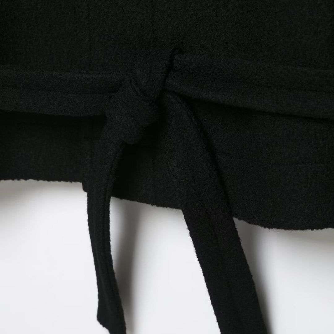 Women Short Duffle Cape Jacket with Stand-up Collar, Toggle Closures and Waist Belt Amarae