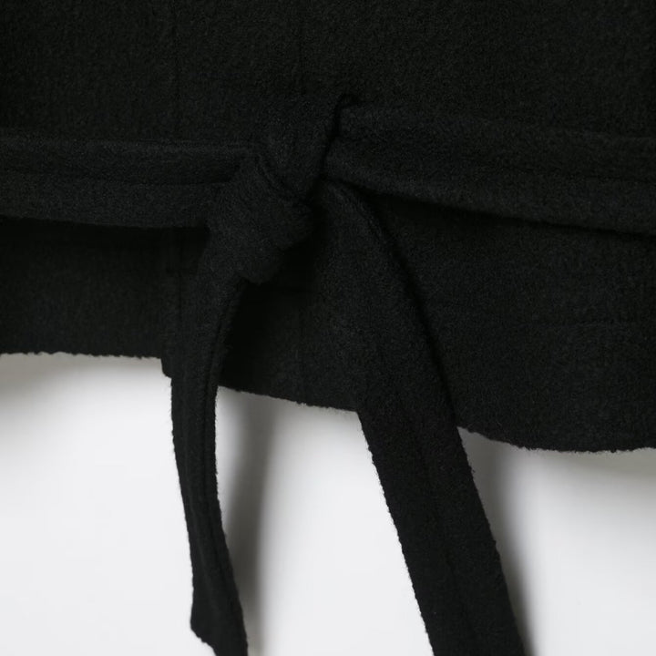 Women Short Duffle Cape Jacket with Stand-up Collar, Toggle Closures and Waist Belt Amarae