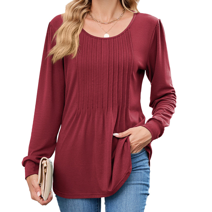 Long sleeve women's T-shirt with decorative pleats Lune London