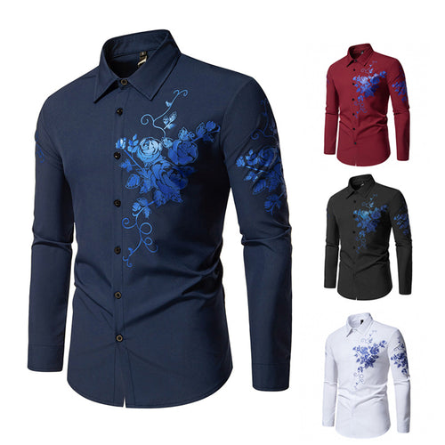 Men's long sleeve shirt with floral embroidery Amarae