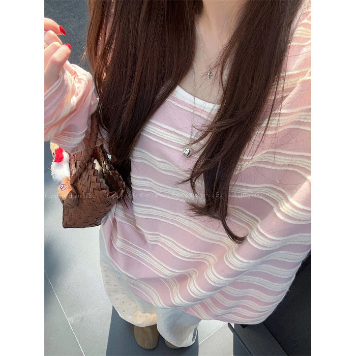 Women's Casual Long Sleeve Shirt with Fine Stripe Pattern Chic & Stil