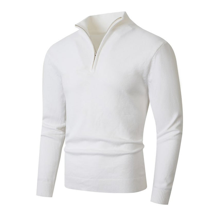 Knitted pullover for men with a modern high collar and a high-quality zipper Lune London