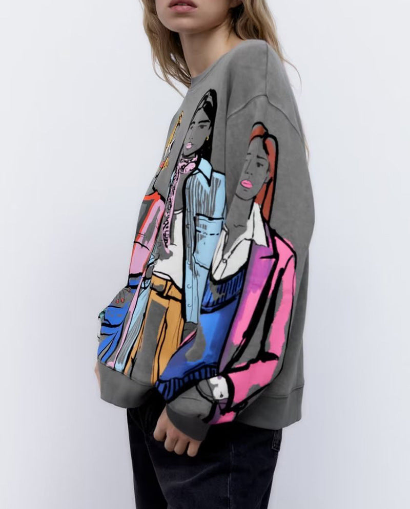 Oversized sweater for women with creative print design and stylish details Lune London