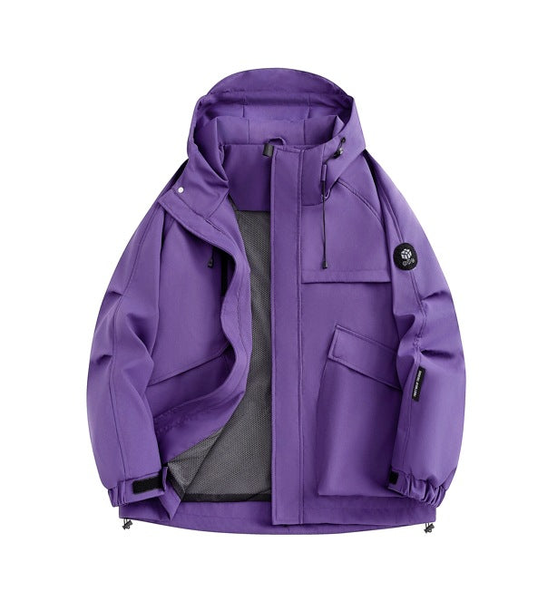 Functional waterproof jacket for men with adjustable hood and numerous pockets Lune London
