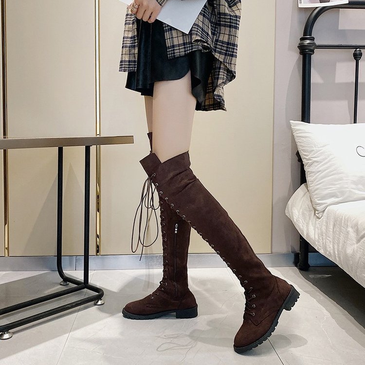 Knee-high boots for women with trendy lacing and non-slip sole Lune London