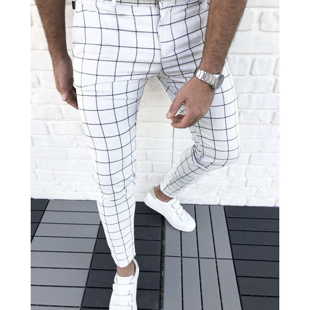 Men's Checkered Suit Pants In Slim Fit Style Lune London