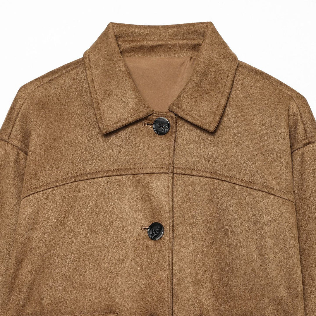 Ladies short jacket in suede look with large patch pockets Amarae