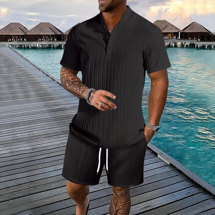 Men Pleated Leisure Two Piece Set Amarae
