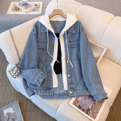 Veste en denim décontractée pour femmes avec capuche amovible Chic & Stil