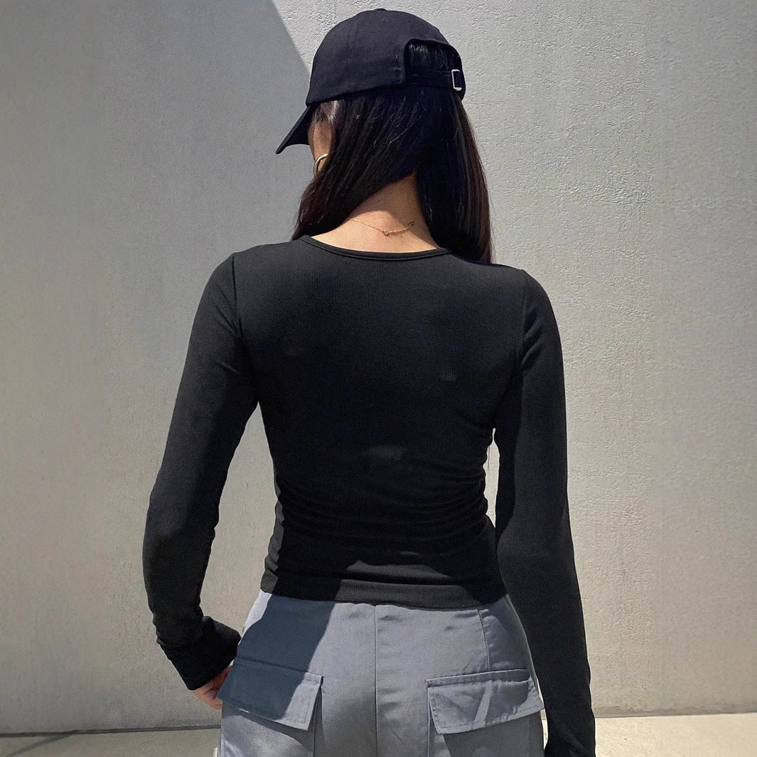 Women Long Sleeve Shirt with Button Placket and Fitted Cut Lune London
