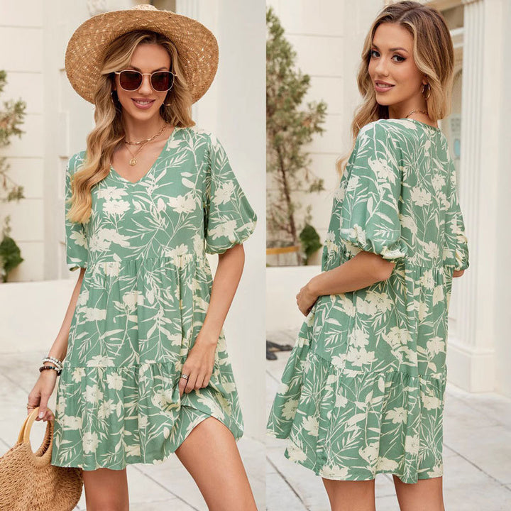 Chic Draped Floral Mini Dress for Women
