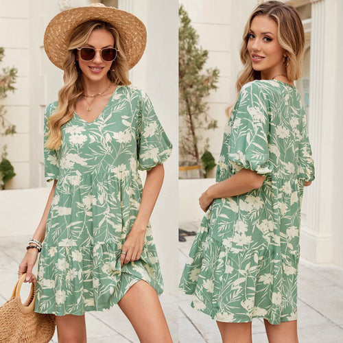 Chic Draped Floral Mini Dress for Women