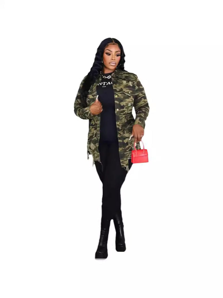 Ladies fashion camouflage-overshoot look Lune London