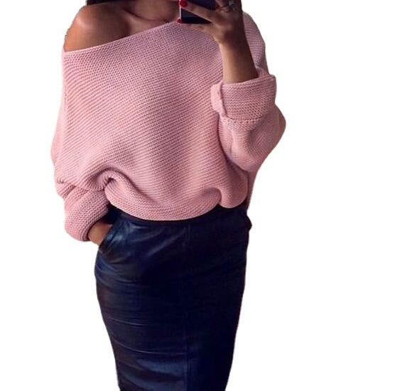 Casual women's sweater with loose fit and open shoulder Lune London