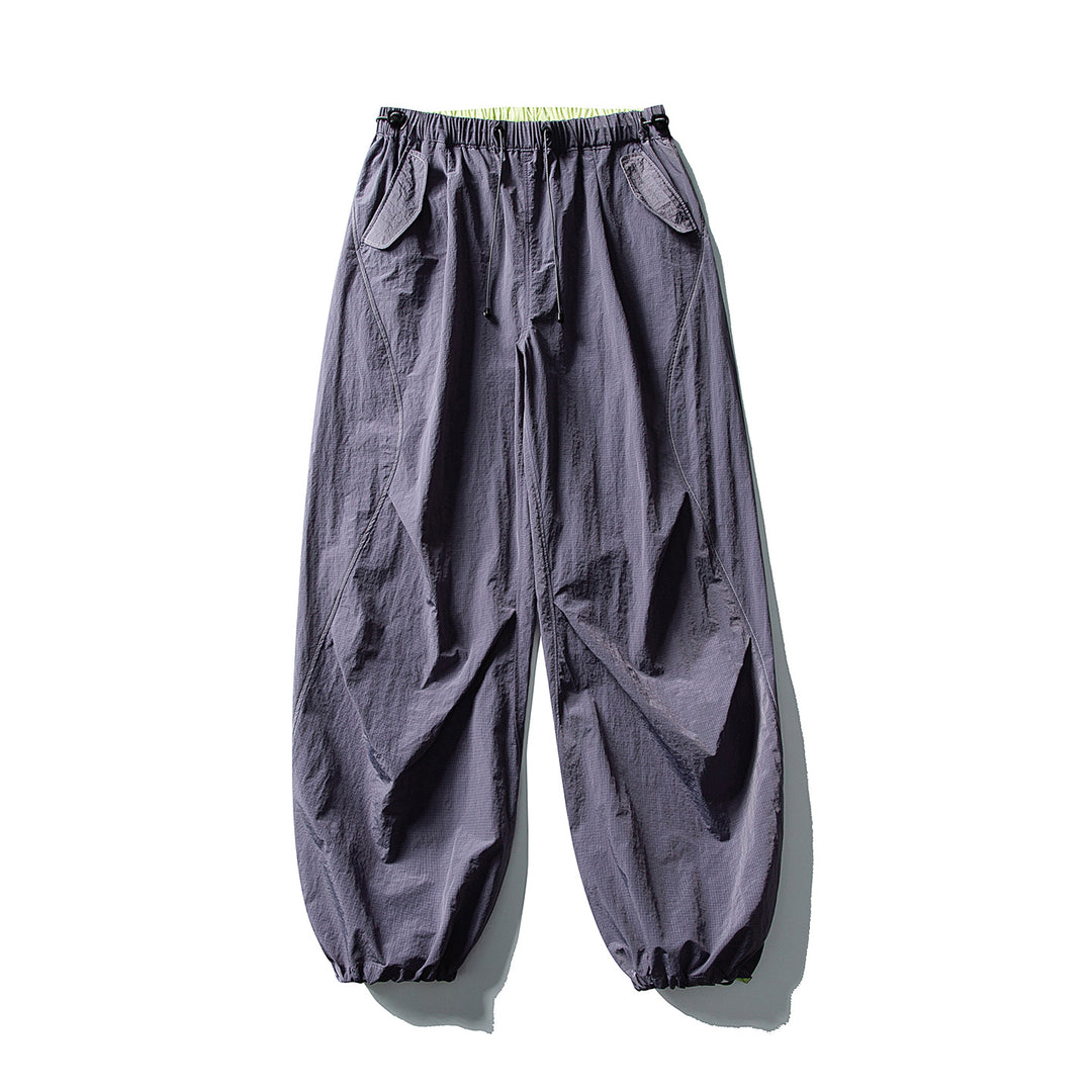 Unisex Wide Utility Pants with Balloon Silhouette, Elastic Drawstring Waistband and Cuffs Amarae