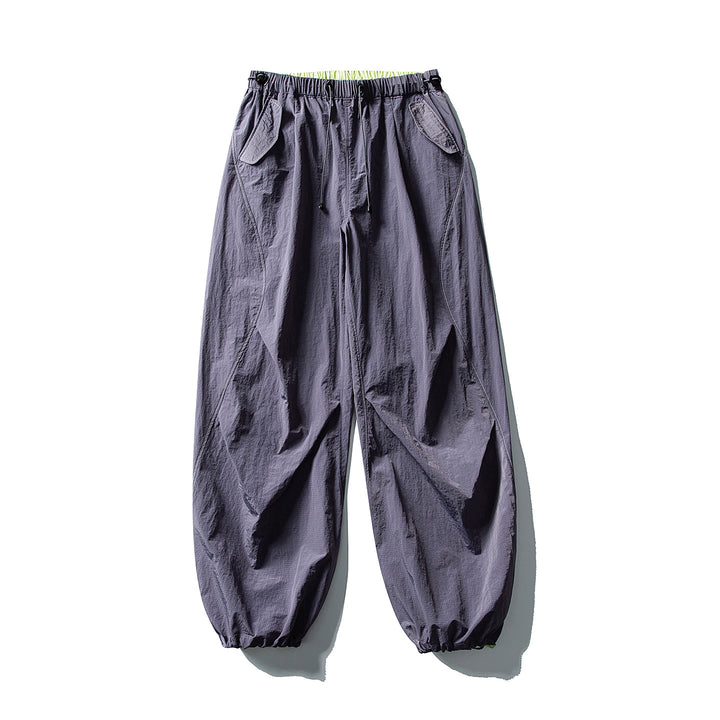 Unisex Wide Utility Pants with Balloon Silhouette, Elastic Drawstring Waistband and Cuffs Amarae
