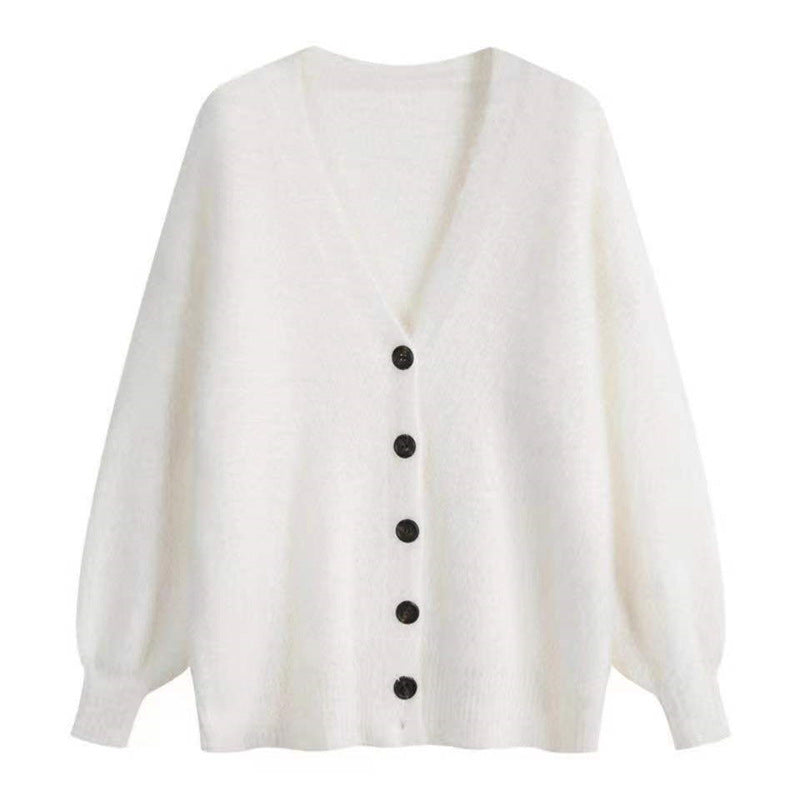 Cardigan Fluffy Femme avec Gros Boutons et Design à Coupe Large Chic & Stil
