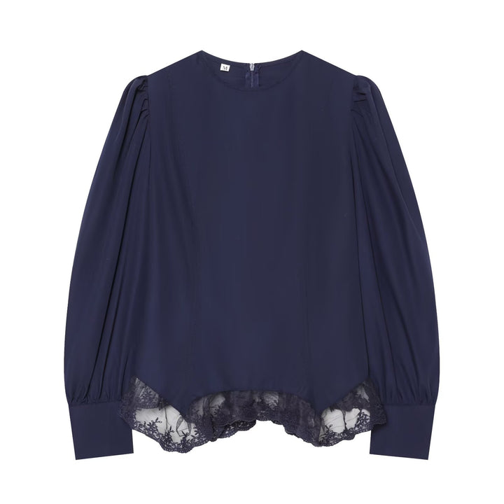 Women's blouse with volume sleeves and lace trim Amarae