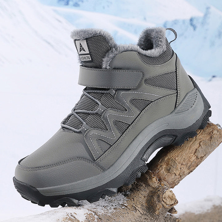 Men Insulated Winter Trekking Boots with Thermal Lining, Velcro Closure, and Traction Off-Road Profile Sole Amarae