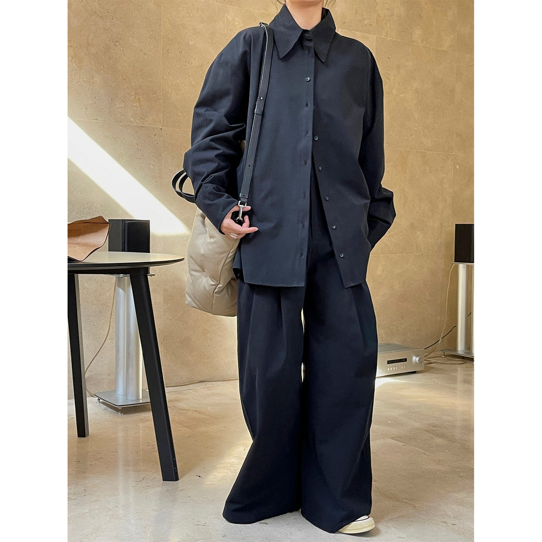 Women's Two-Piece Oversized Shirt and High-Waist Palazzo Pants Amarae