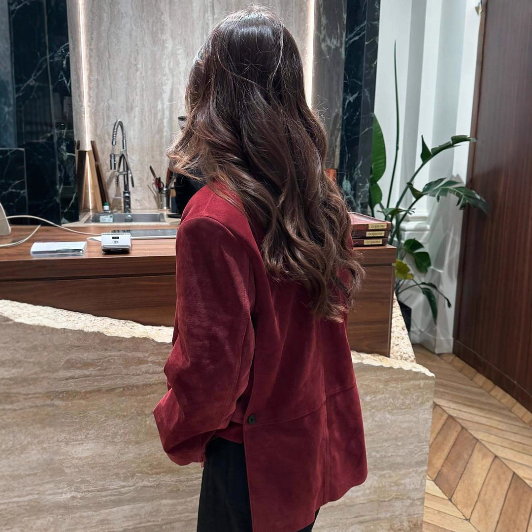 Ladies luxury short high-quality suede leather jacket Lune London