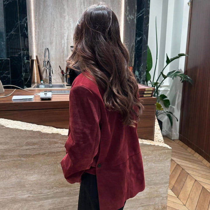 Ladies luxury short high-quality suede leather jacket Lune London