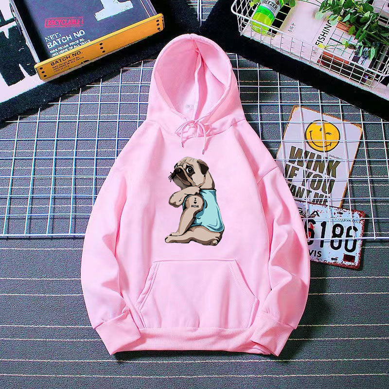 Women's hoodie with cute pug design Chic & Stil