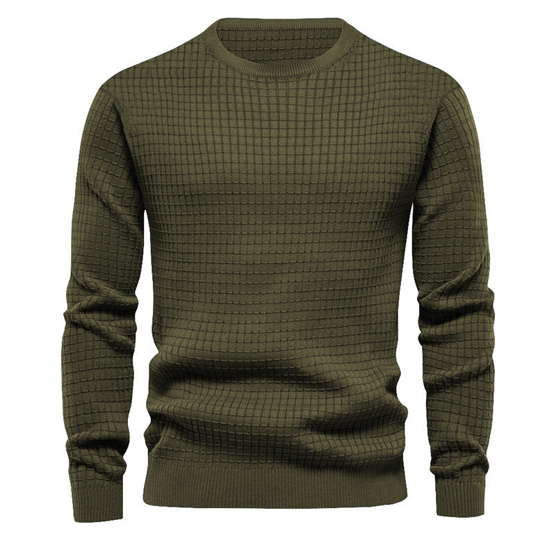 Men's high-quality knitted sweater with textured design and classic round neckline Lune London