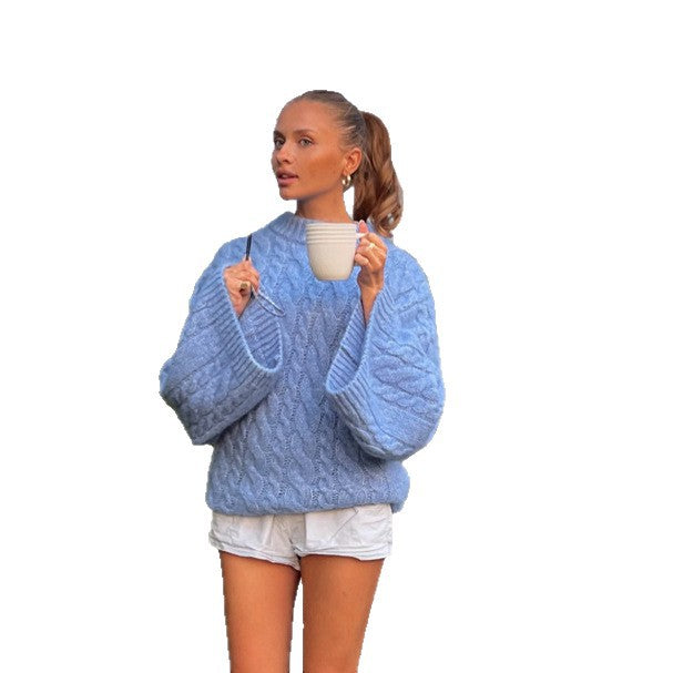 Women's Oversize Cable Knit Sweater with Voluminous Sleeves Amarae