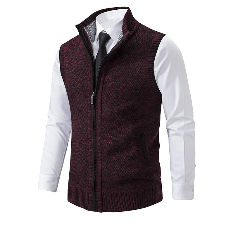 Men's Knit Vest with Zipper and Textured Design Lune London