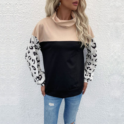 Sweat-shirt féminin à la mode avec imprimé animal et col montant Chic & Stil