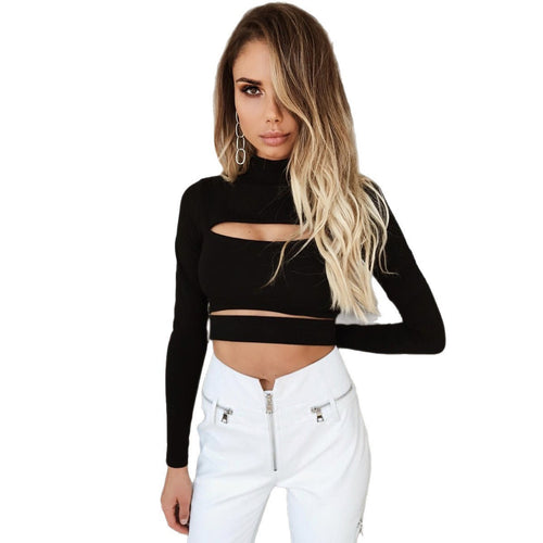 Women's Crop Top with Cut-Outs and High Neck Design Amarae