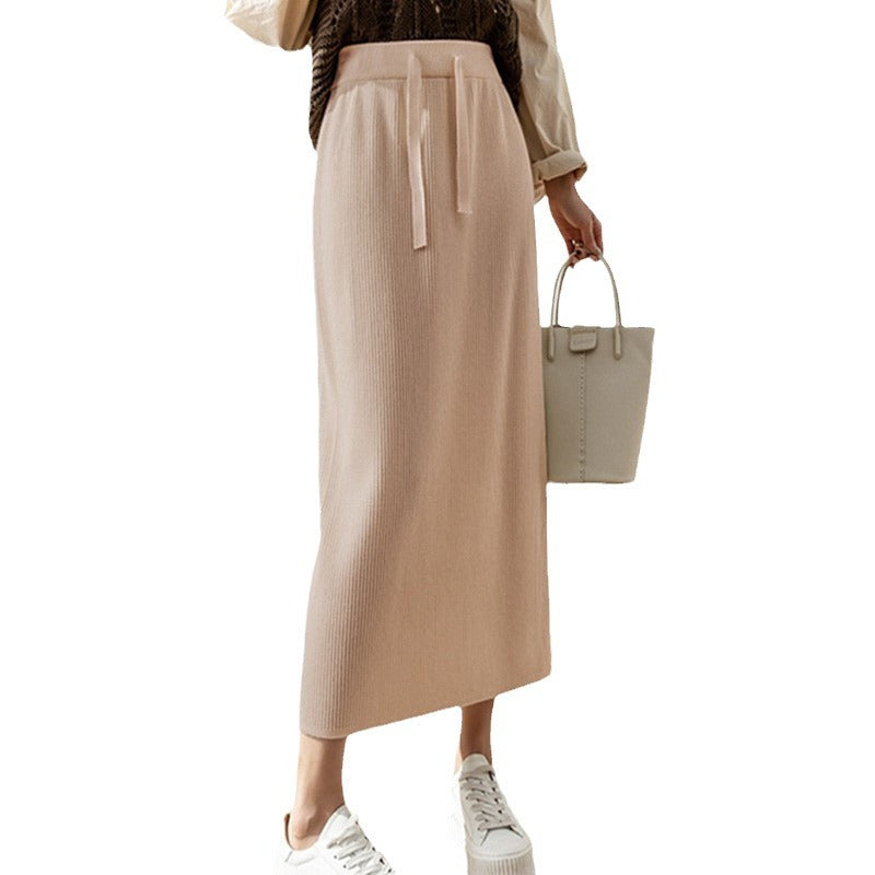 Jupe tricotée pour femmes mi-longue avec taille et design texturé Chic & Stil