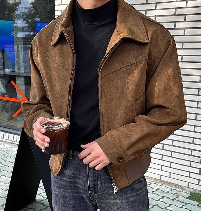 Casual transition jacket for men in soft synthetic leather with zipper Lune London