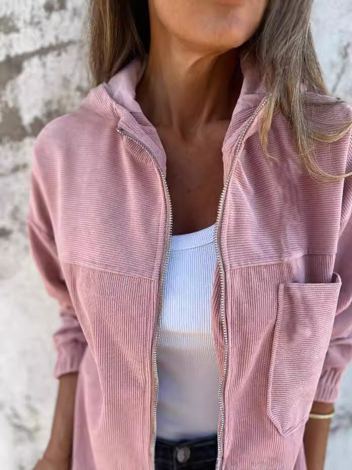 Amarae | with hood - velvet - casual fit - zipper - everyday use