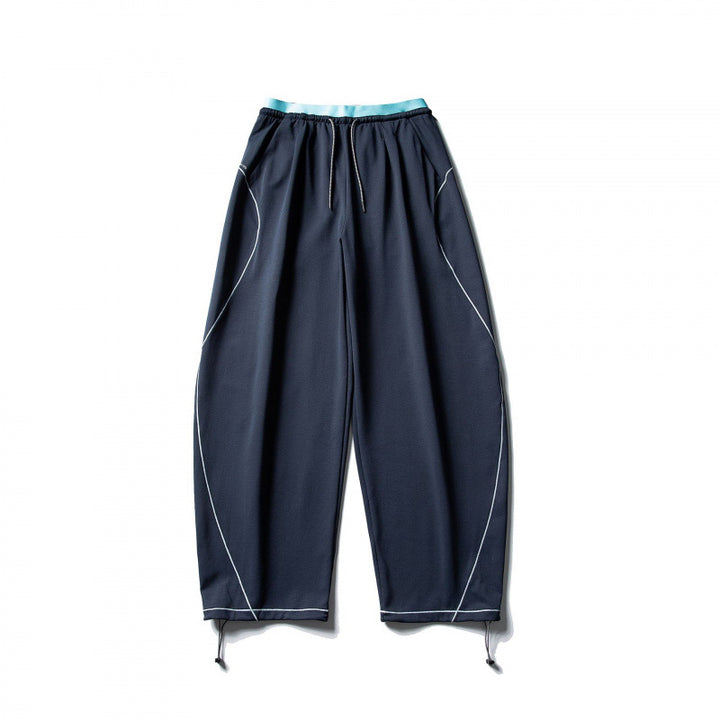 Unisex Wide Tech Jogging Pants with Drawstring, Contrast Seams and Adjustable Hem Amarae