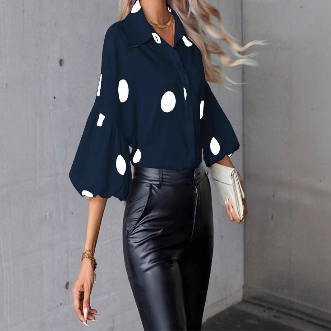 Women's blouse with a polka dot pattern all over and voluminous sleeves Lune London