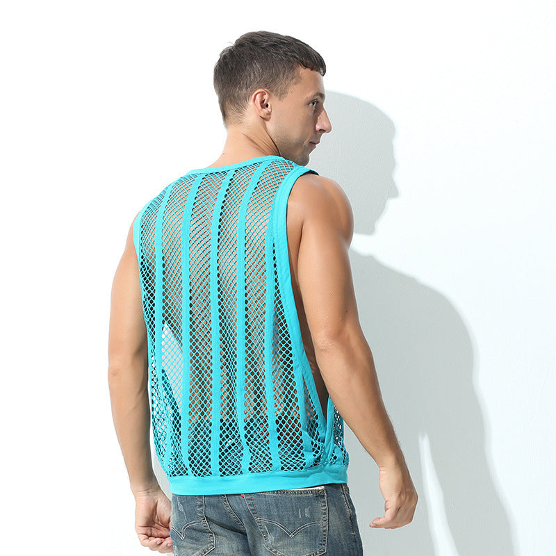Men Breathable Mesh Tank Top with Racerback Design Lune London