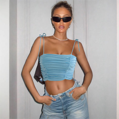 Women's crop top with gathers and adjustable straps Amarae