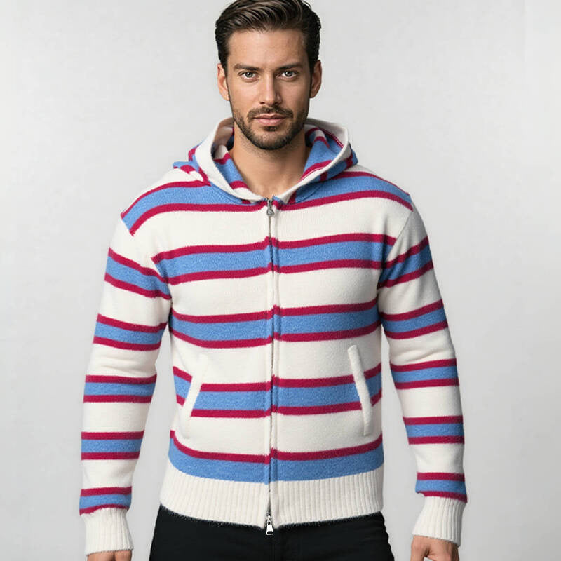 Hooded jacket for men with modern stripes and practical pockets Lune London