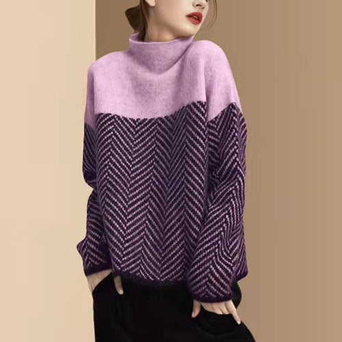 Comfortable knitted sweater for women with a trendy zigzag pattern Amarae