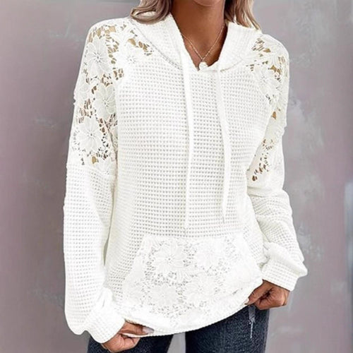 Oversized sweater for women with lace details and kangaroo pocket Amarae