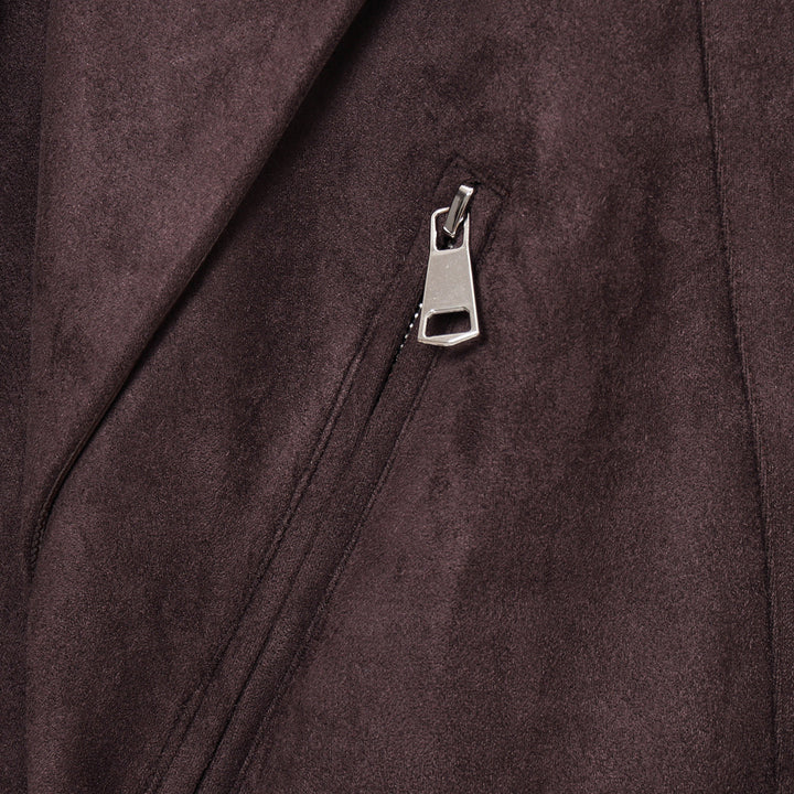 Elegant suede jacket for women with functional zips and a belt at the waist Lune London