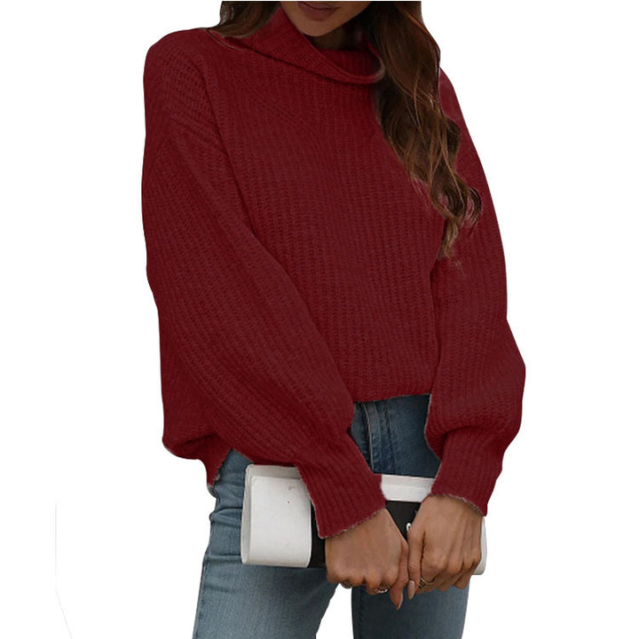 Oversized knitted pullover for women with a casual high neck design Lune London