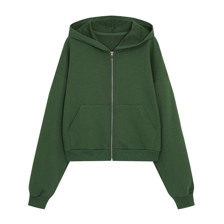 Women's Cropped Hoodie with Full Zipper and Kangaroo Pockets Amarae