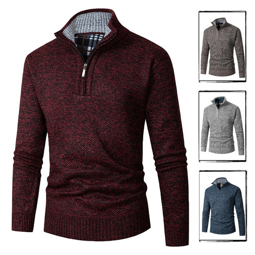 Pullover for men with high collar and practical zipper Amarae