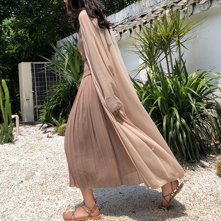 Robe maxi pour femmes avec superposition légère de kimono Chic & Stil