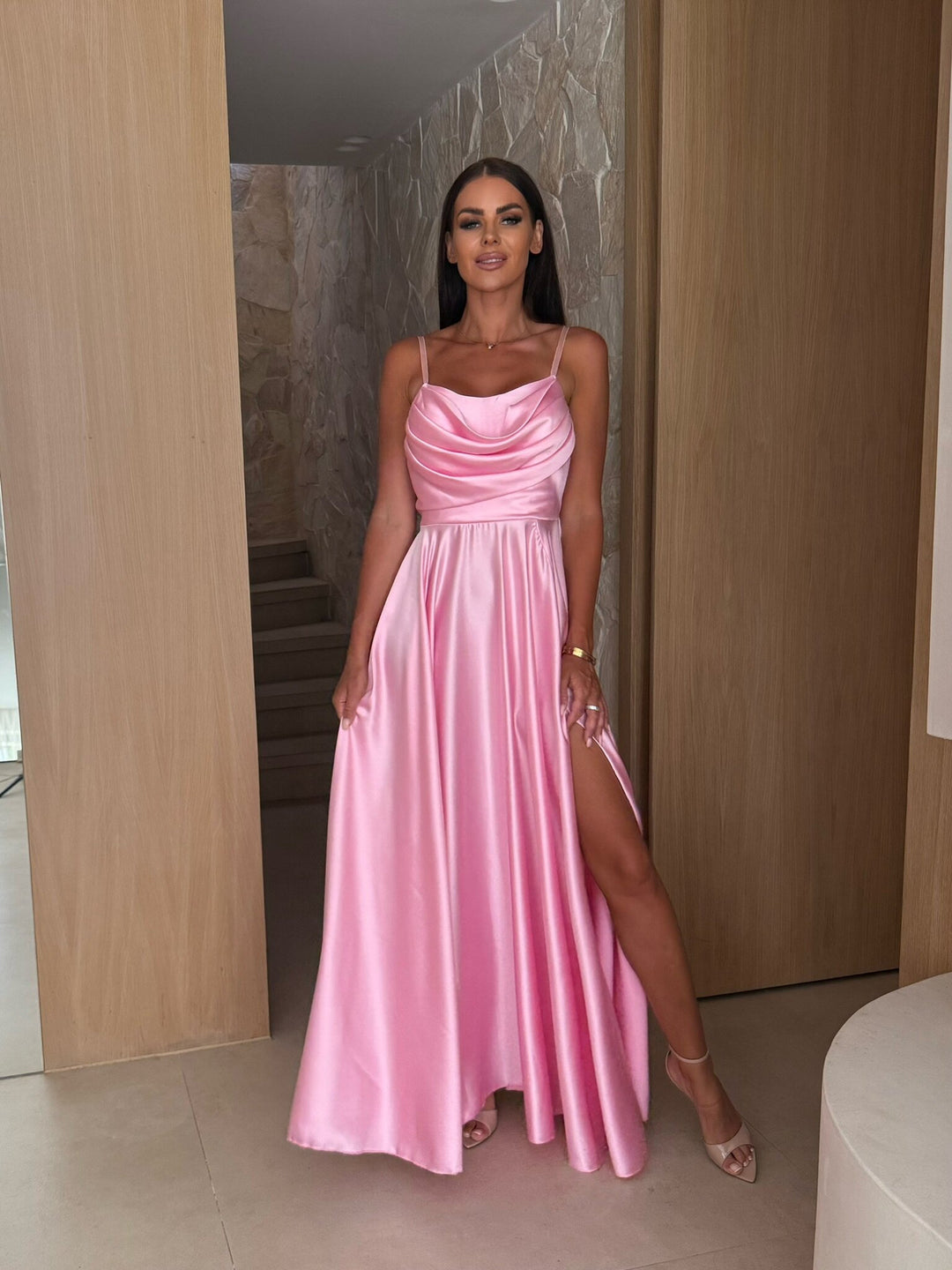 Ladies Elegant Satin Evening Dress Lune London